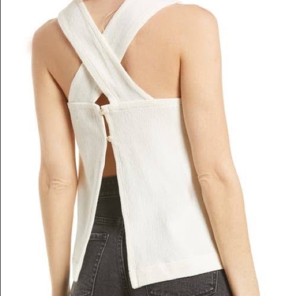 Madewell Tops - MADEWELL Ottoman Jaquard Coss Back Off White Tank